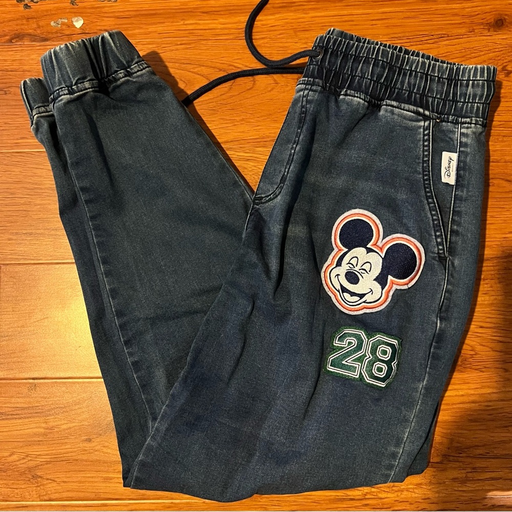 Disney Womens Denim Joggers With Patch Designs. Size S